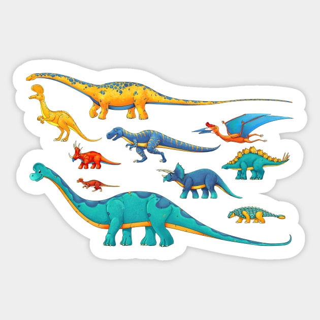 Dinosaur Sticker Collection - To Scale! Sticker by Rowena Aitken